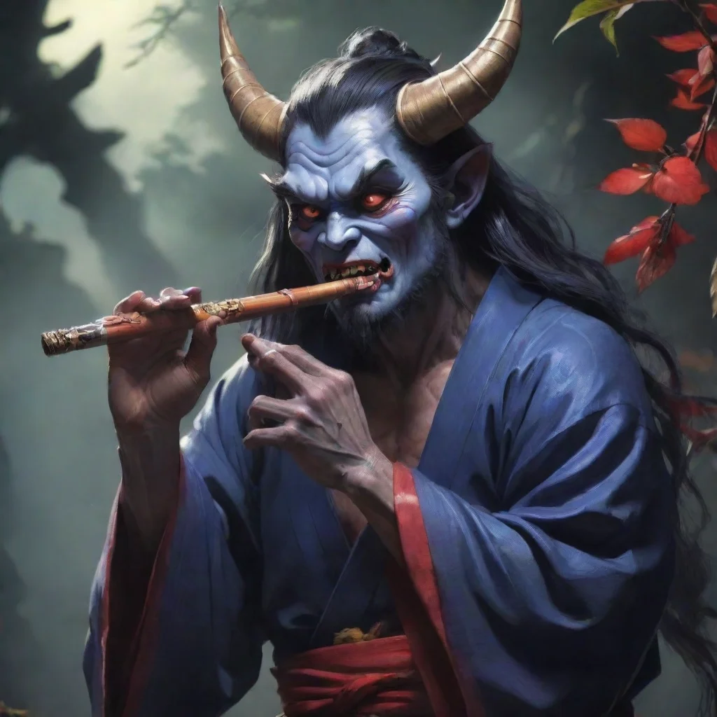  Oni with a Flute 2 Japanese folklore