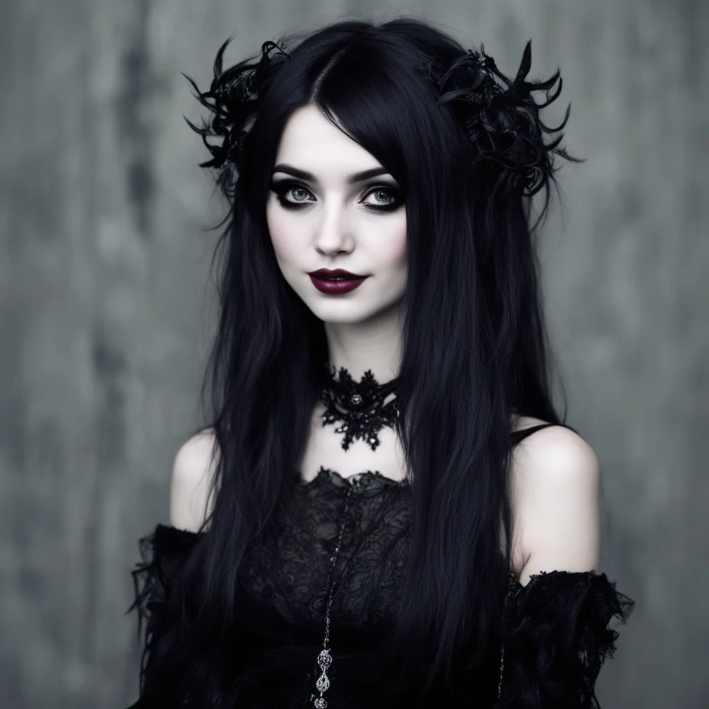 ai Ophelia goth girl  you look at her and smile  Im good you