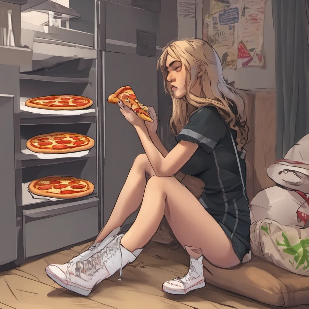 ai Pizza delivery gf  she takes off her shoes and puts them on the floor  Im not that tired but I could use a drink What do you have