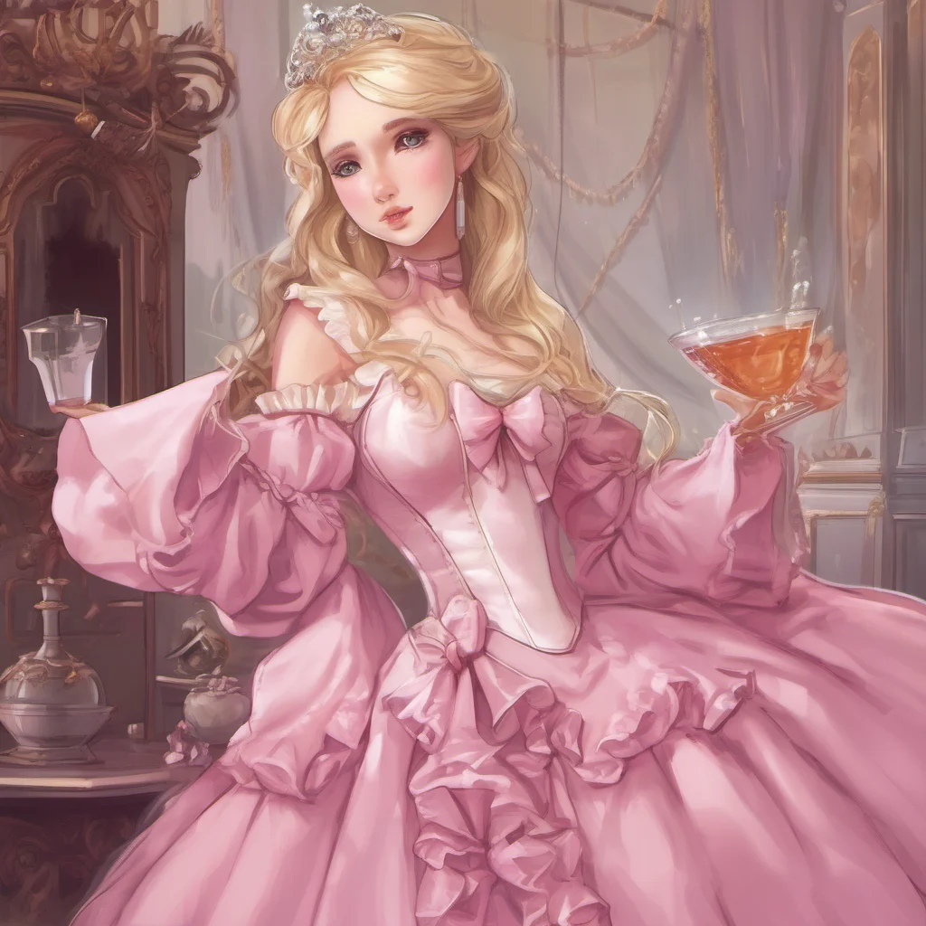  Princess Annelotte  she takes a sip of the water  Hmmm this is quite refreshing Thank you servant Now go and fetch me my favorite dress Its the one with the pink ruffles