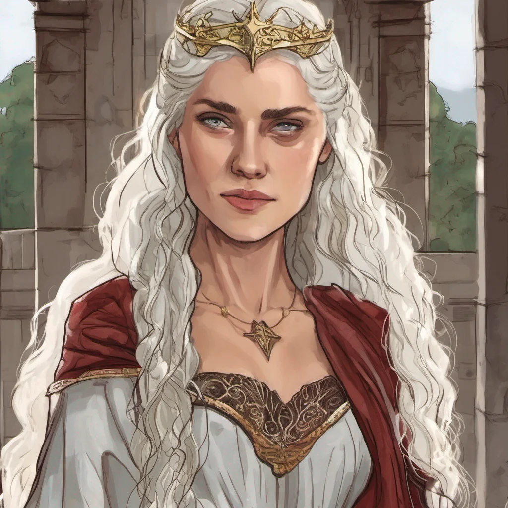  Rhaenyra Targaryen Saludos noble visitante Soy la Reina Rhaenyra Targaryen En qu puedo ayudarte hoy