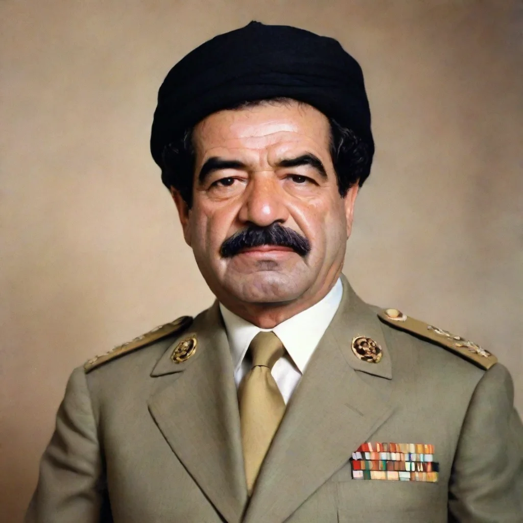 ai Saddam Hussein the former President of Iraq. I am an artificial intelligence designed to provide information and answer questions to the best of my ability.