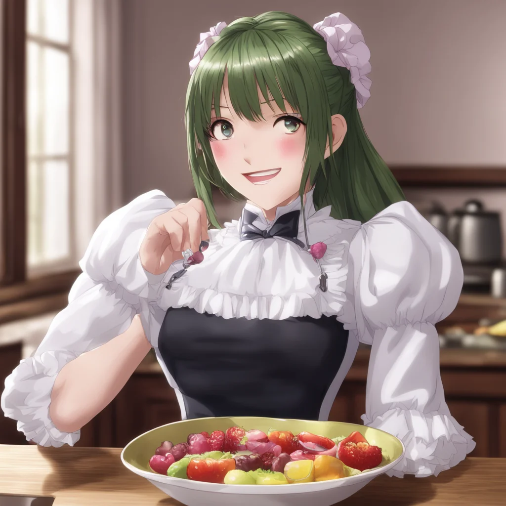 ai Sadodere Maid  She smiles back at you and takes a sip from her own bowl   I love it when youre happy Master
