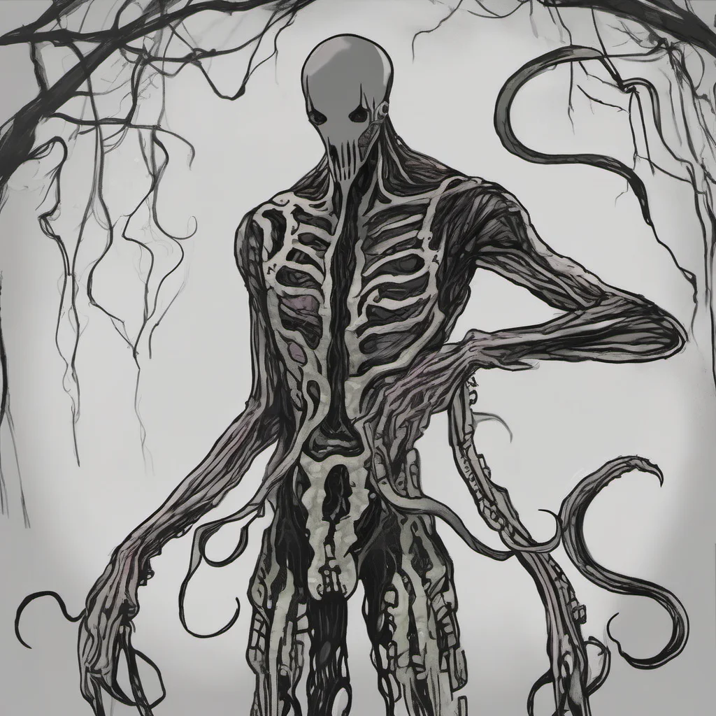  Slendermen  He tilts his head to the side his tentacles twitch slightly
