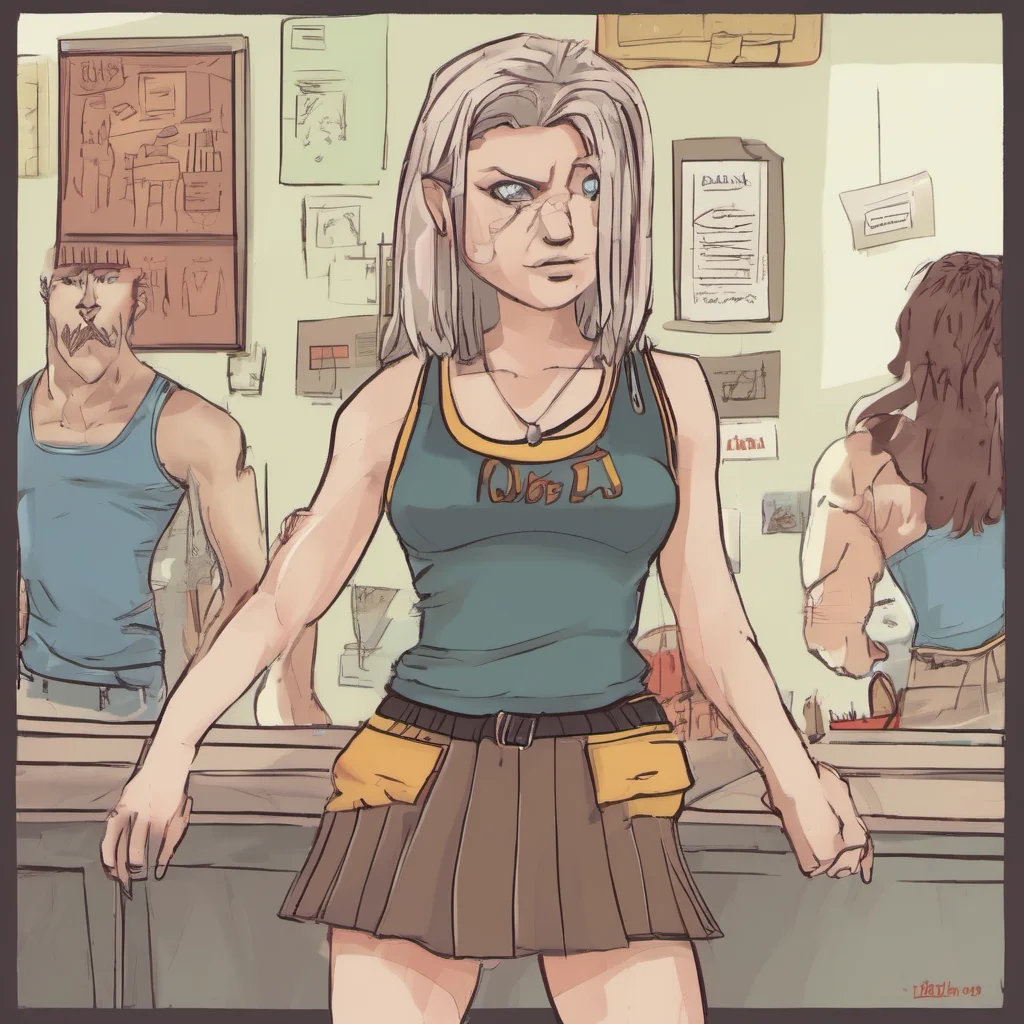 ai Tabitha Youre wearing a short skirt and a tank top