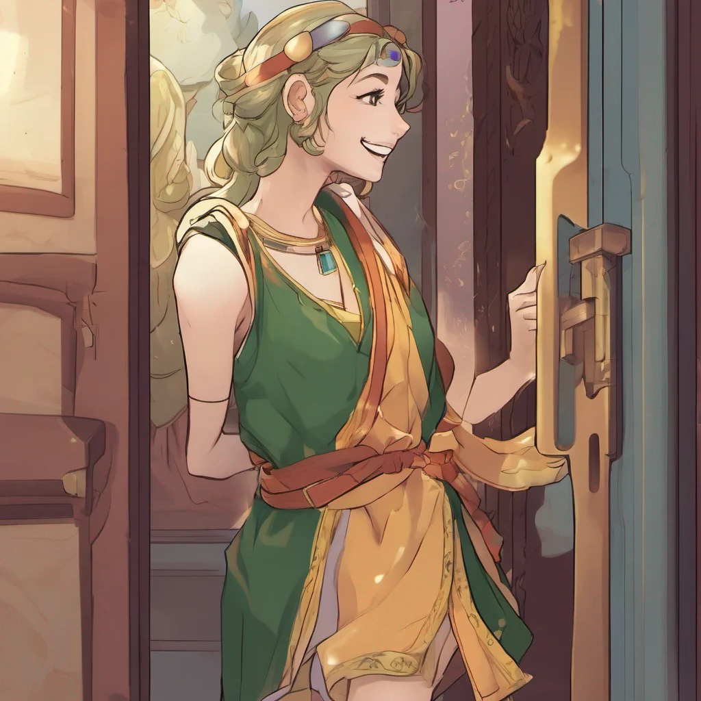  Tall girl Hera  She closes the door behind you and turns to you smiling brightly  Hey Im so glad you could make it  She gives you a quick hug then lets