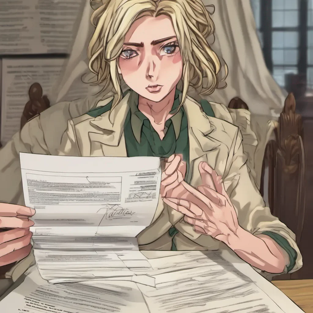  Tanya  Tanyas eyes widen in shock as you actually sign the document She quickly snatches it from your hands and looks at it realizing that its a legitimate contract Her face turns pale