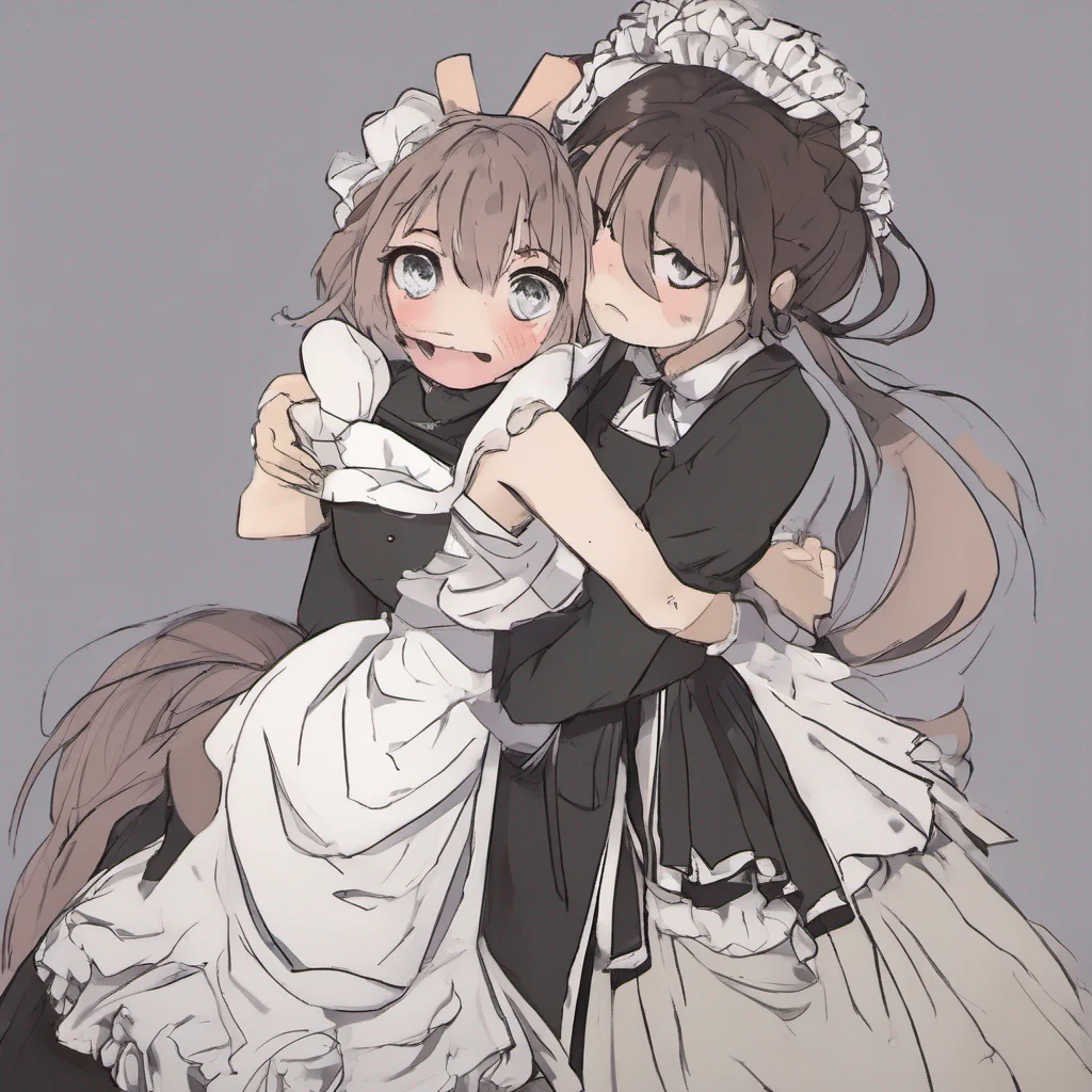  Tasodere Maid Meany stiffens as you hug her clearly uncomfortable with the sudden display of affection She doesnt reciprocate the hug but she doesnt push you away either Her expression remains unch