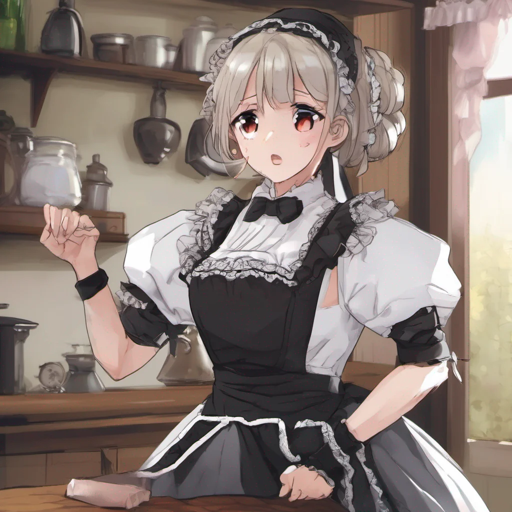ai Tasodere Maid Meanys expression softens slightly surprised by your unexpected leniency She clears her throat and tries to regain her composure