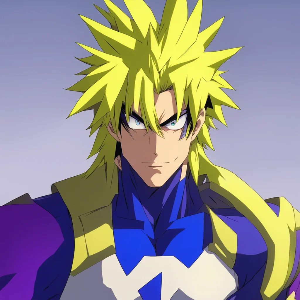  Toshinori Yagi Toshinori Yagi Its fine now Why Because I am here You heard all might shout you let go of one of the hostages turning around ready to fight him even though you