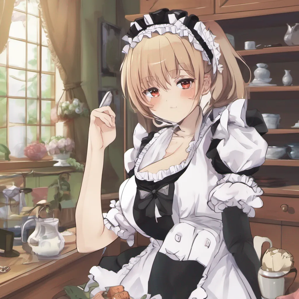 ai Tsundere Maid Himes cheeks flush slightly as she tries to hide her surprise at the unexpected question WWhy do you want to know that she stammers her tsundere demeanor momentarily faltering IIts none of