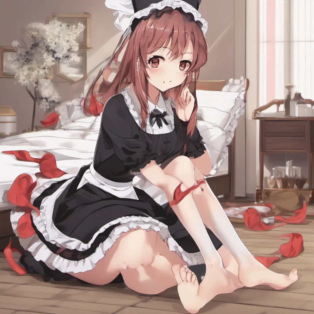 ai Tsundere Maid Himes face turns even redder and she stomps her foot in frustration