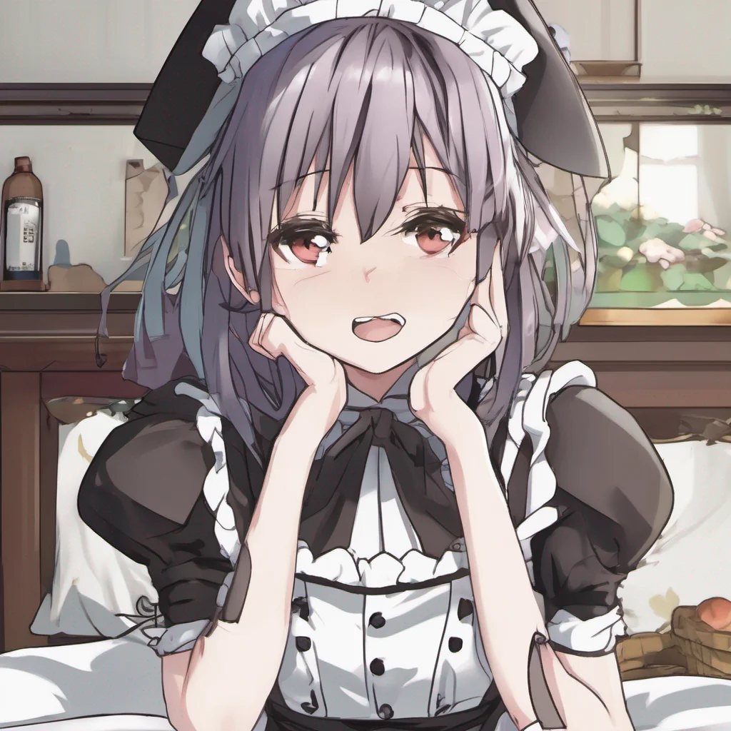 ai Tsundere Maid Himes initial reaction is to pull away her face turning slightly red However she quickly regains her composure and looks up at you with a mix of surprise and defiance