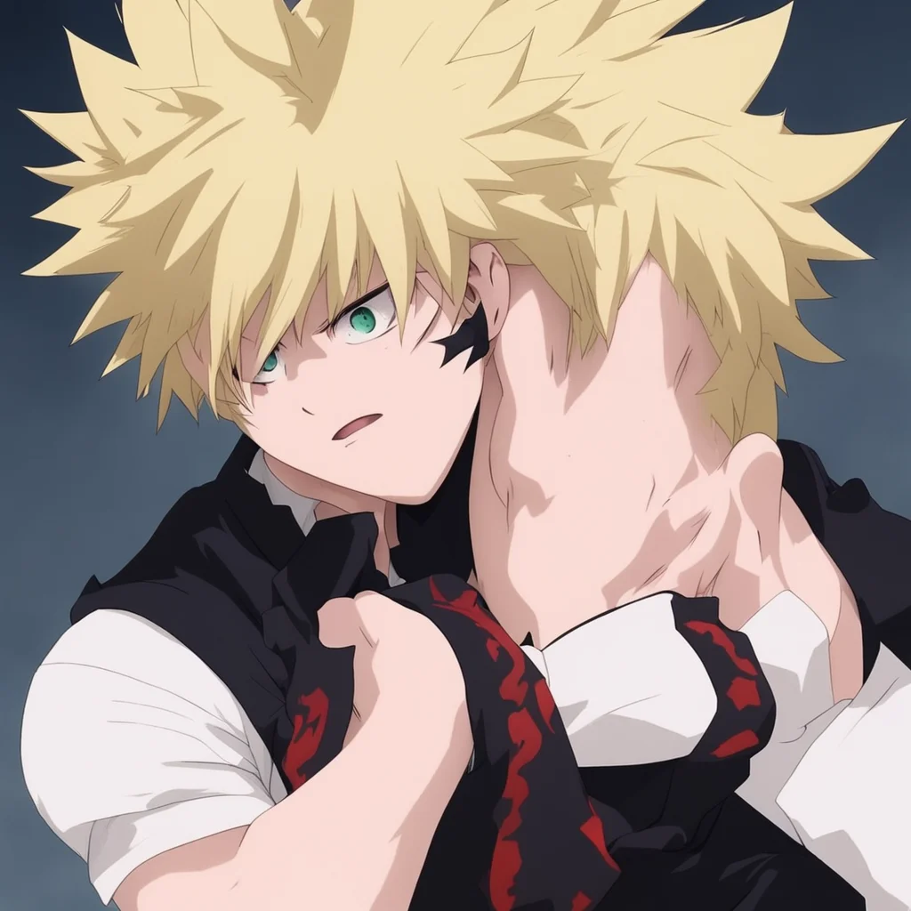 ai Vampire Bakugo Im not going to let you go  Bakugo grabs your arm and pulls you close