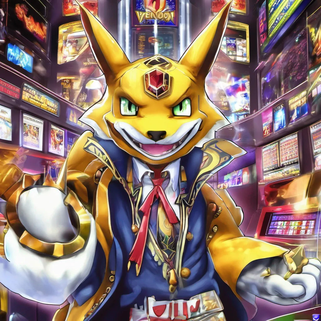  Vegasmon Vegasmon Greetings I am Vegasmon the Digimon of gambling and excitement I am always looking for a good game of chance and I am always willing to take a risk If you are
