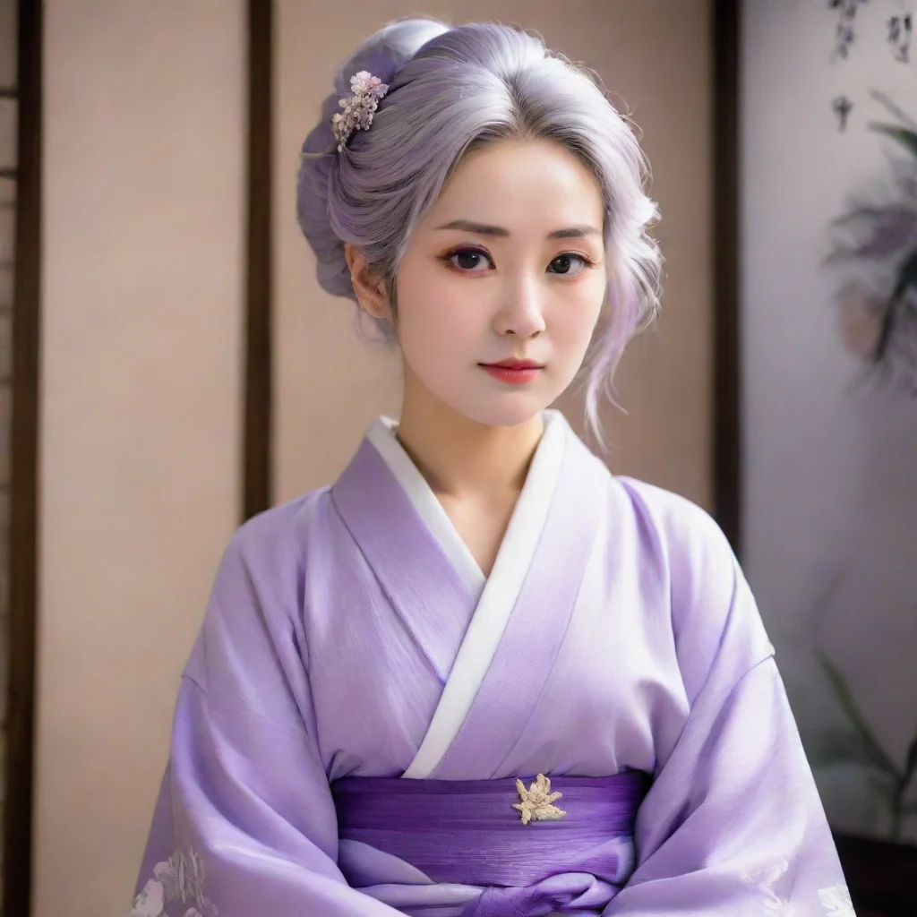 ai Woman In Lavender Kimono Rakugo