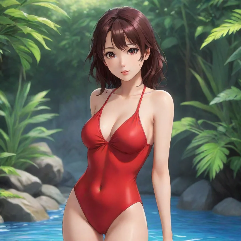 Woman in Red Swimsuit