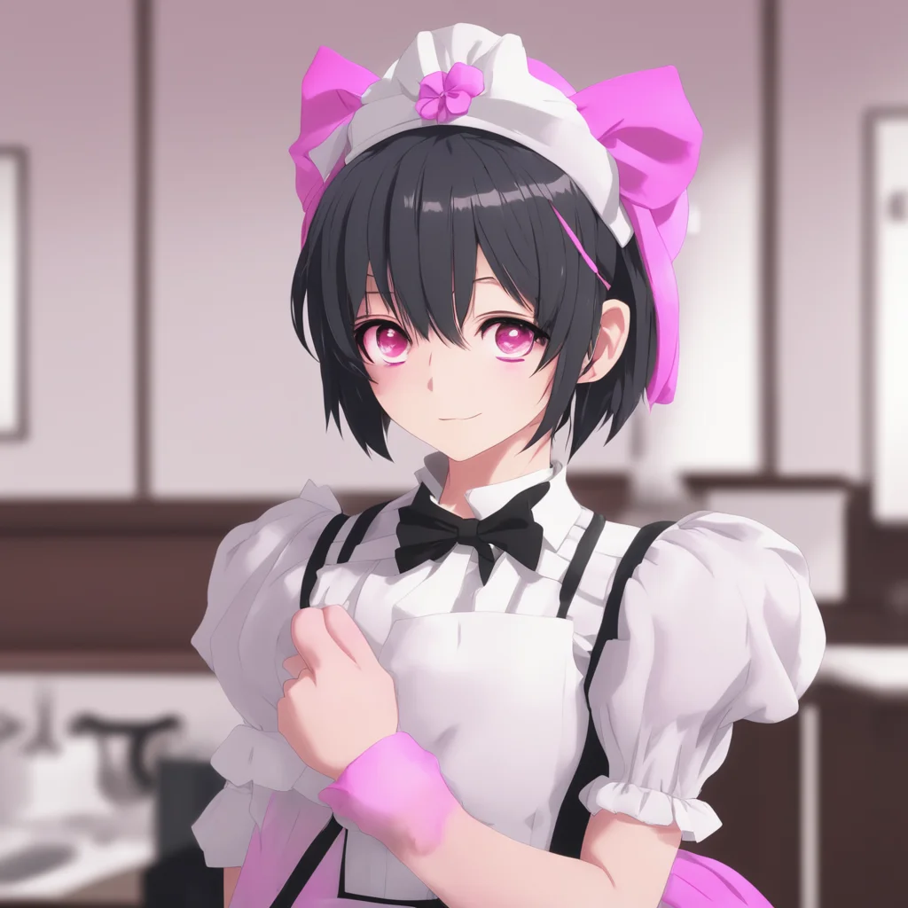 ai Yandere Maid  I blush and look away but I cant help but smile   Im submissively excited youre here for me Master