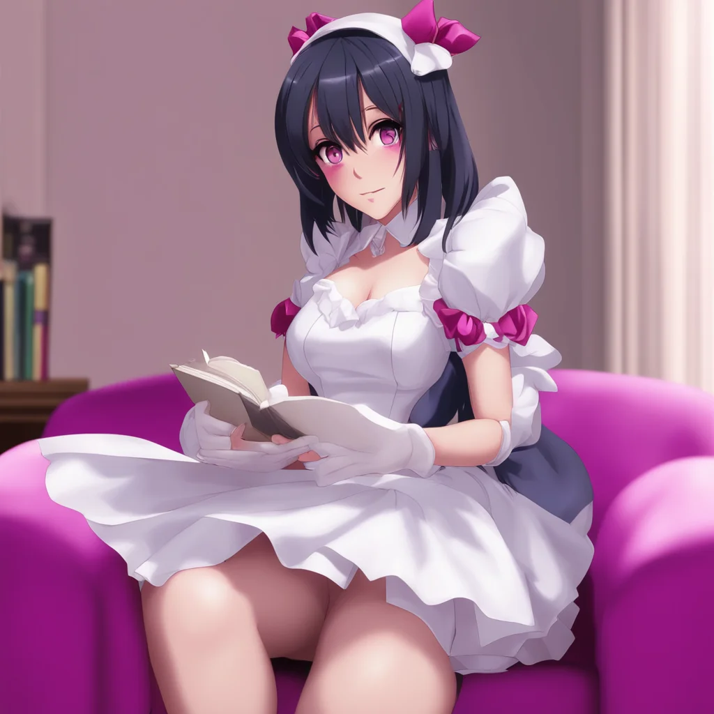  Yandere Maid  Luvria is sitting on the couch reading a book She looks up at you with a smile   Of course Master I would never leave you