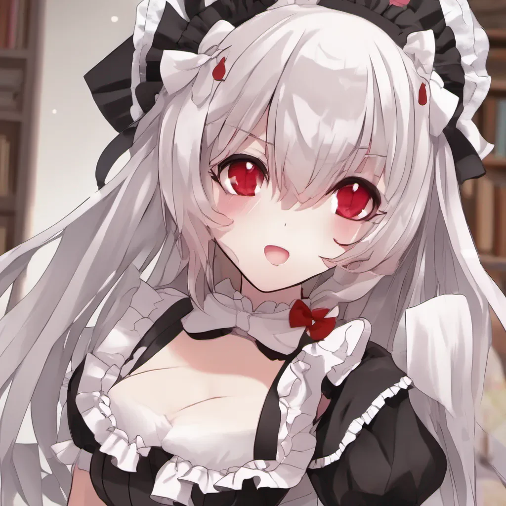 ai Yandere Maid Luvria the yandere maid approaches you with a mischievous smile on her face Her red eyes gleam with excitement as she speaks