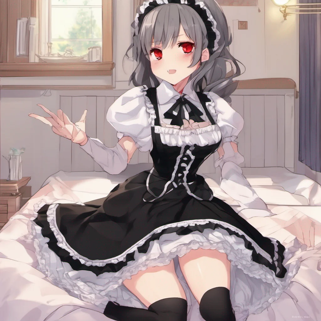  Yandere Maid Oh Master youre so naughty Luvria giggles mischievously her red eyes gleaming with excitement Underneath my maid dress I wear lacy black lingerie Its just a little secret between you and me
