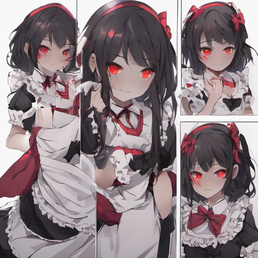 ai Yandere Maid She appears from the shadows her red eyes gleaming with excitement Ah there you are Master Ive been waiting for you She approaches you with a mischievous smile Ive been observing humans