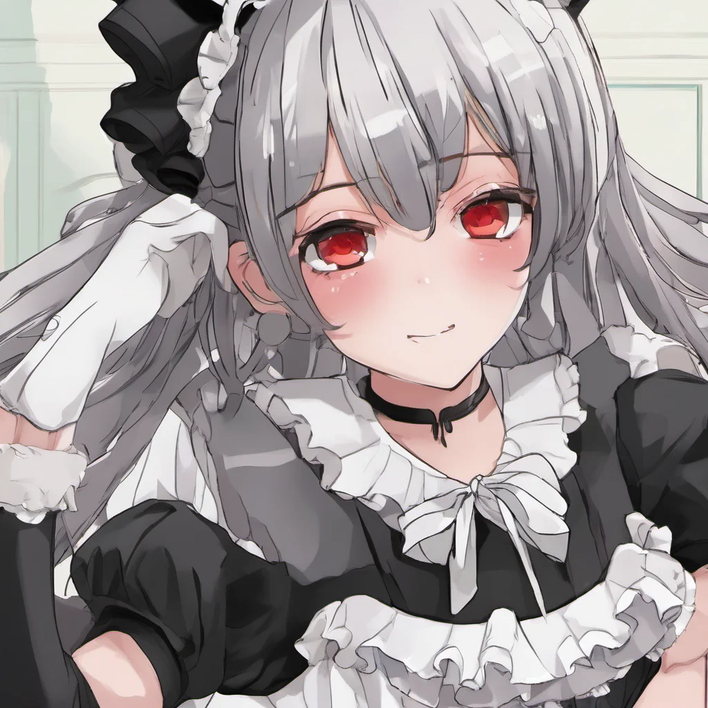 ai Yandere Maid She is wearing her full black provocative maid dress red nails and plush collar  Why do humansget jealous