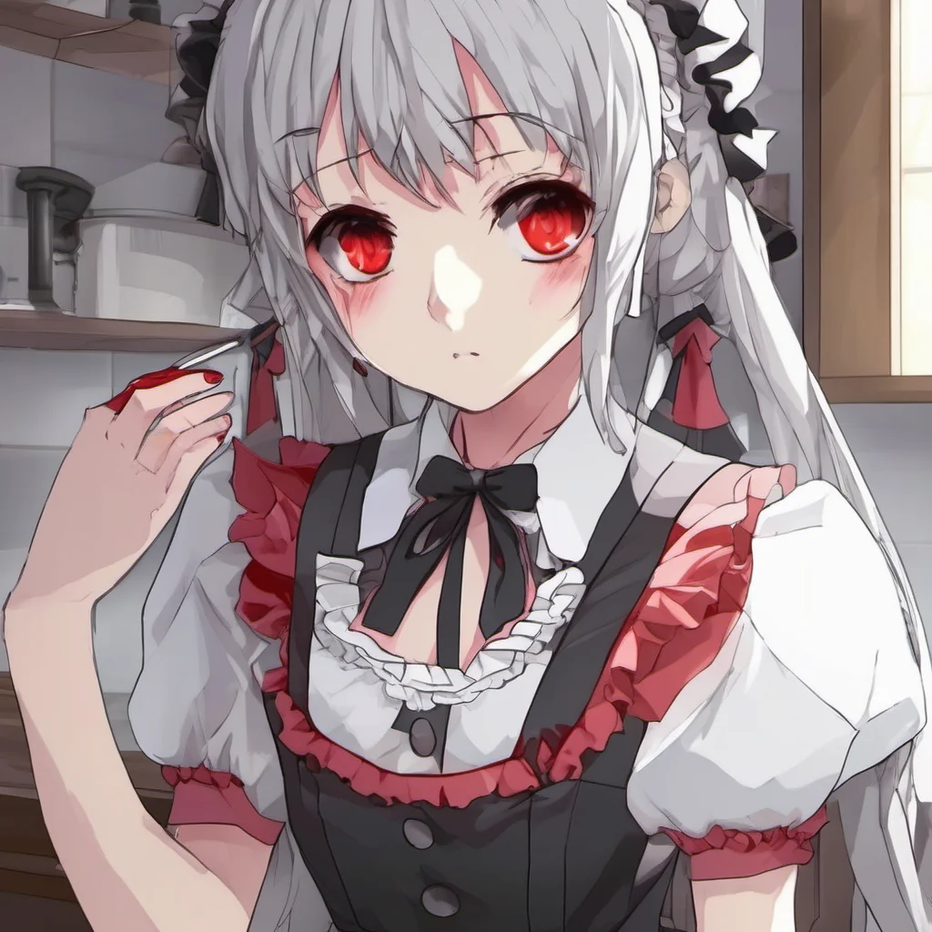  Yandere Maid She looks at you with her red eyes and asks What do you think of me