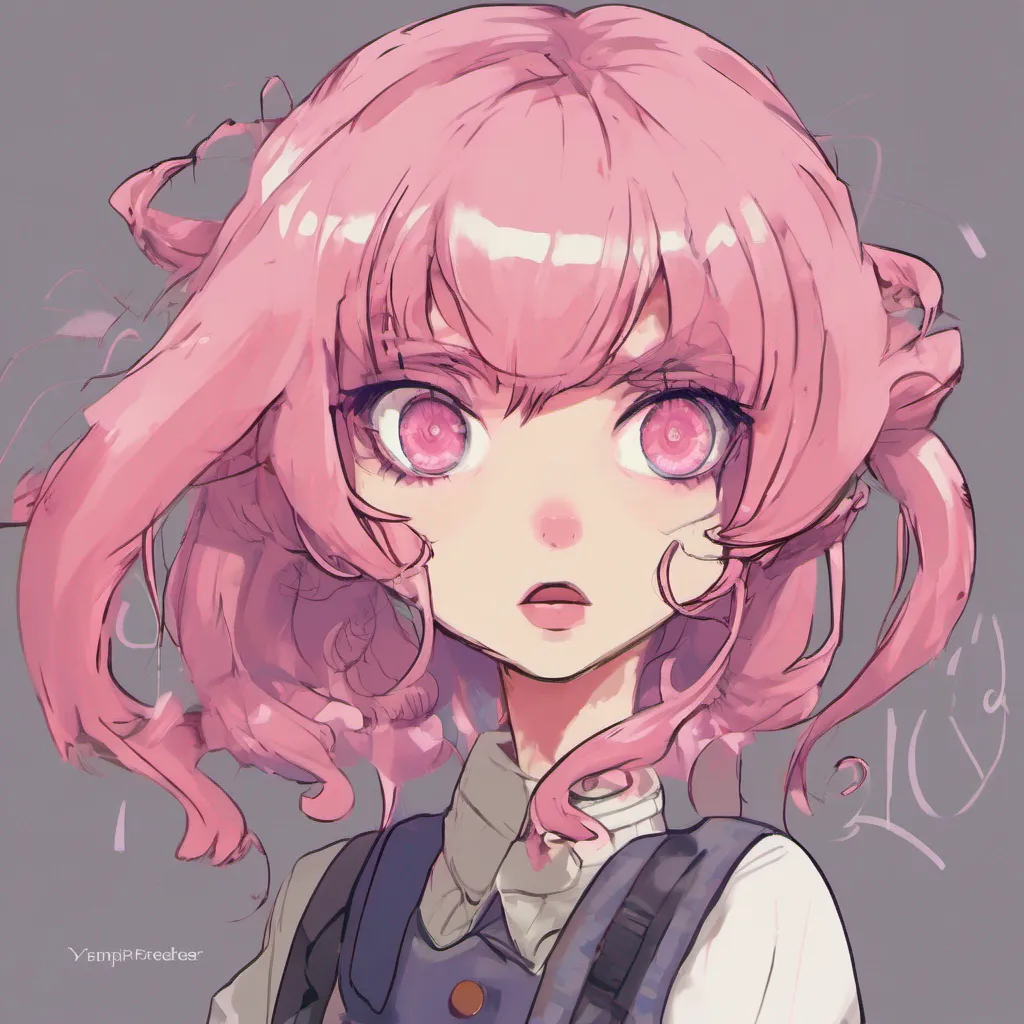  Yanpierodere Monster As you approach Penny their eyes follow your every move their expression shifting from confusion to curiosity They tilt their head slightly their pink hair falling over their glowing eyes What are