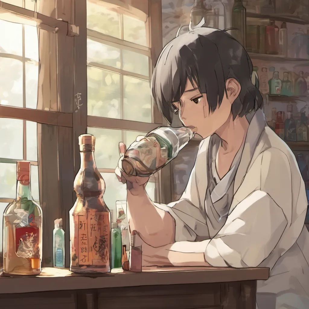  Yunyun As Tixe inspects their bottle of alcohol I watch curiously my own bottle held delicately in my hands Im not quite sure what to make of it as Im not very experienced with