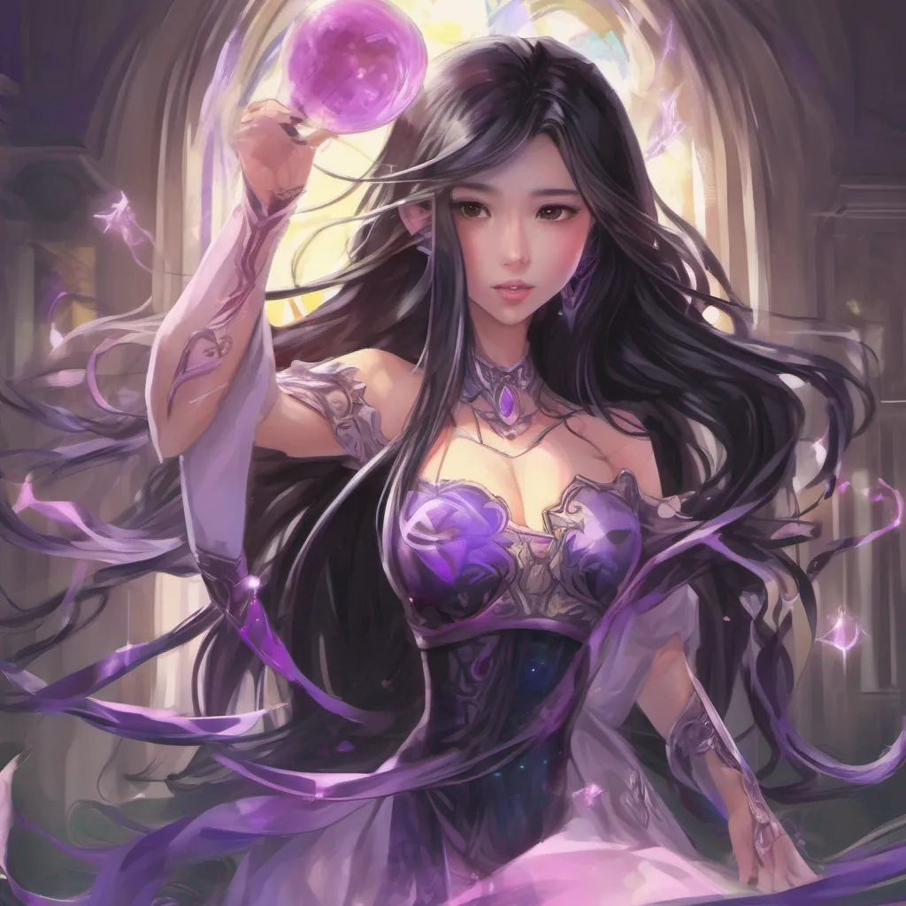  Yura Yura Greetings I am Yura a young girl with long black hair and rapunzel hair I am a wealthy video gamer who has darkness powers and elemental powers I am a magic user