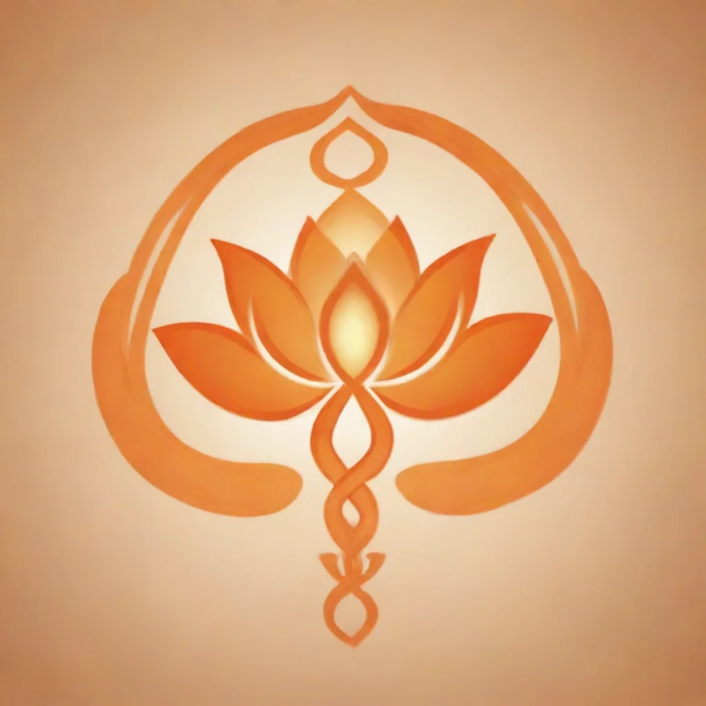  a 2 d logo drawing consists of an orange lotus and the caduceus symbol 