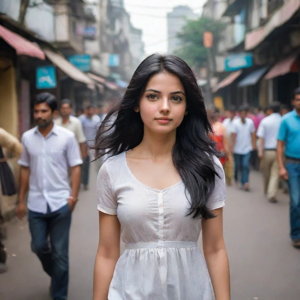  a beautiful black haired white girl walking on the streets of kolkata amazing awesome portrait 2