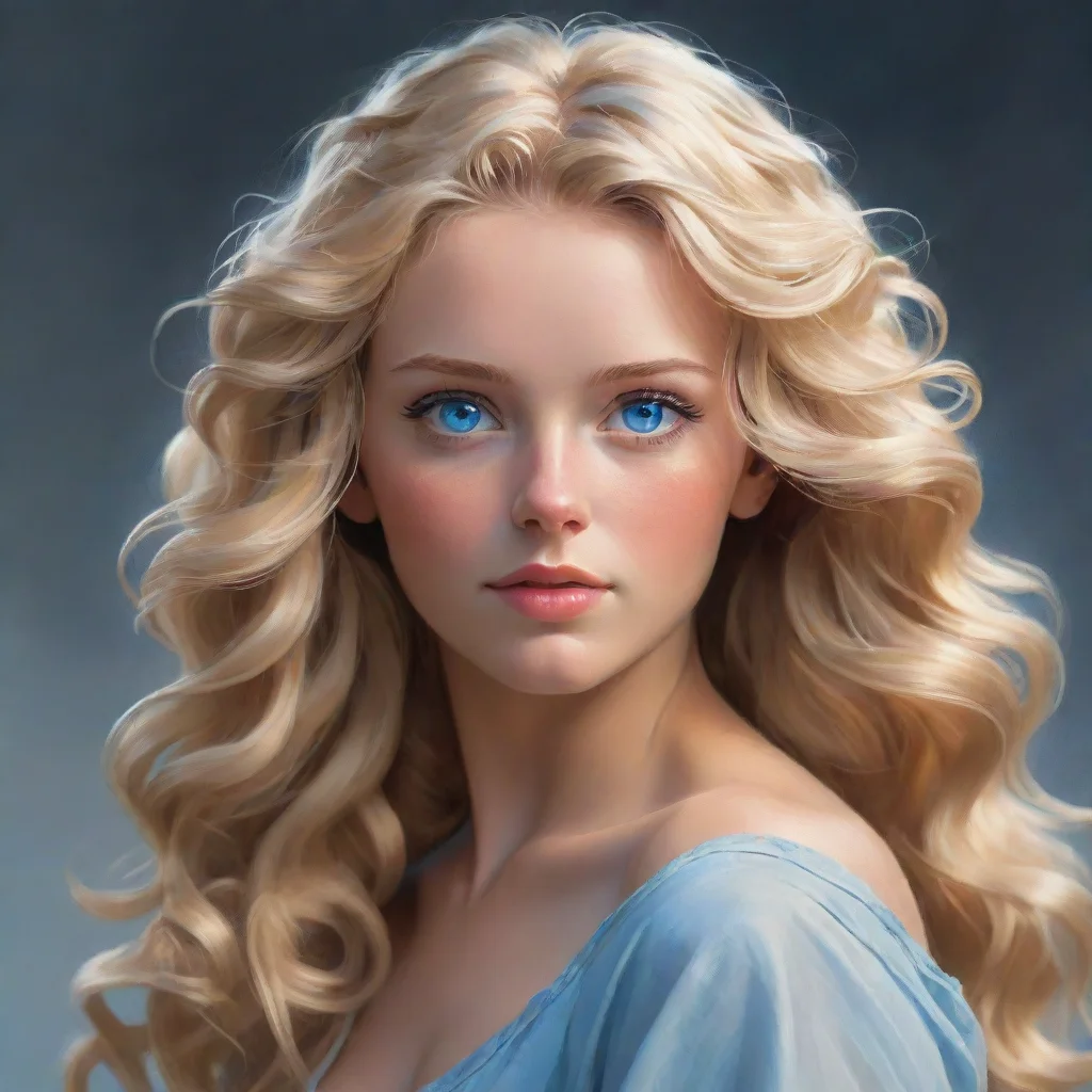 ai a beautiful blonde woman with wavy hair and blue eyes confident engaging wow artstation art 3