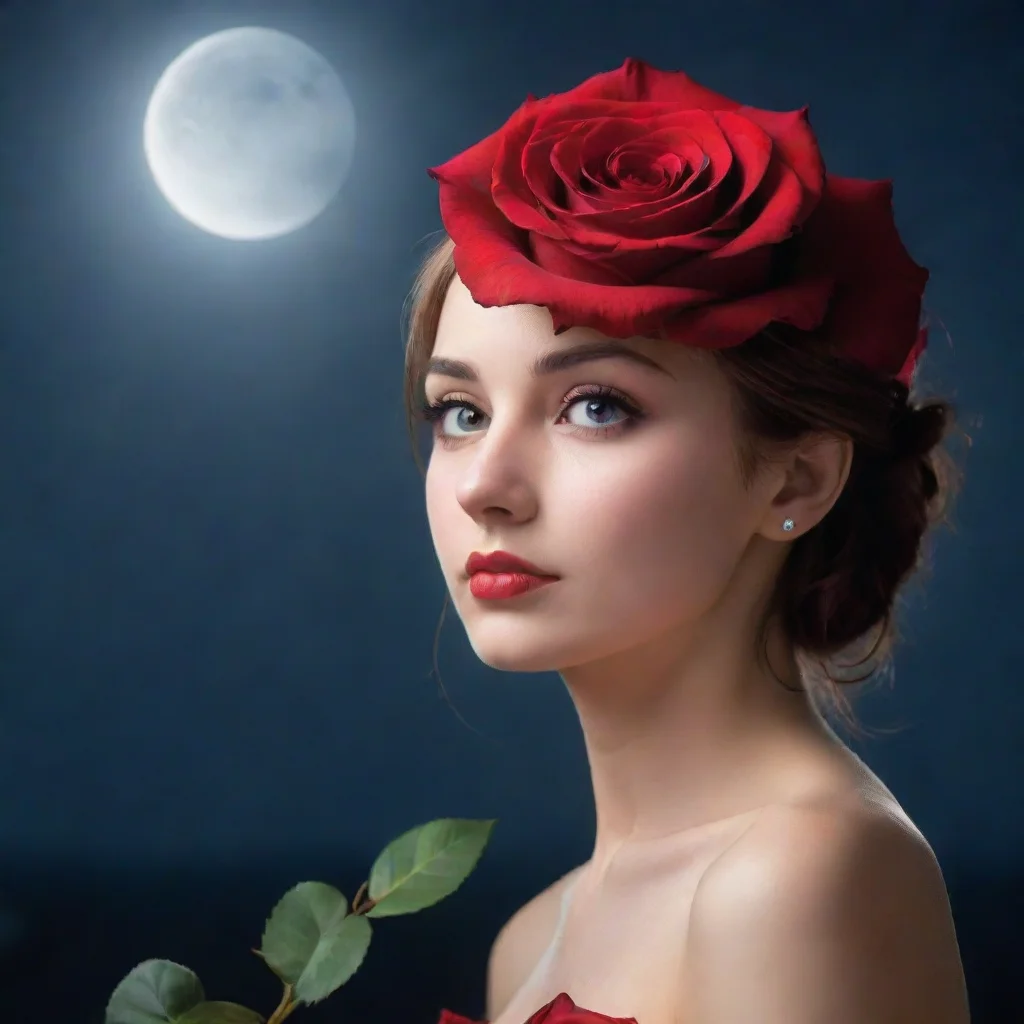 ai a beautiful red rose under the moonlight amazing awesome portrait 2 wide