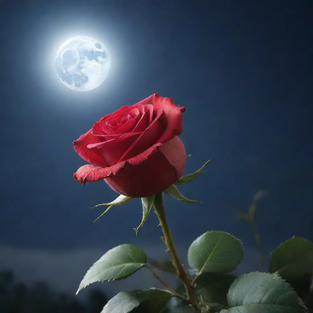 ai a beautiful red rose under the moonlight wide