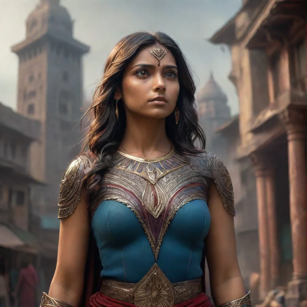  a beautiful young woman portrait indian superhero girl insanely detailed and intricate mood ominous matte painting cinem