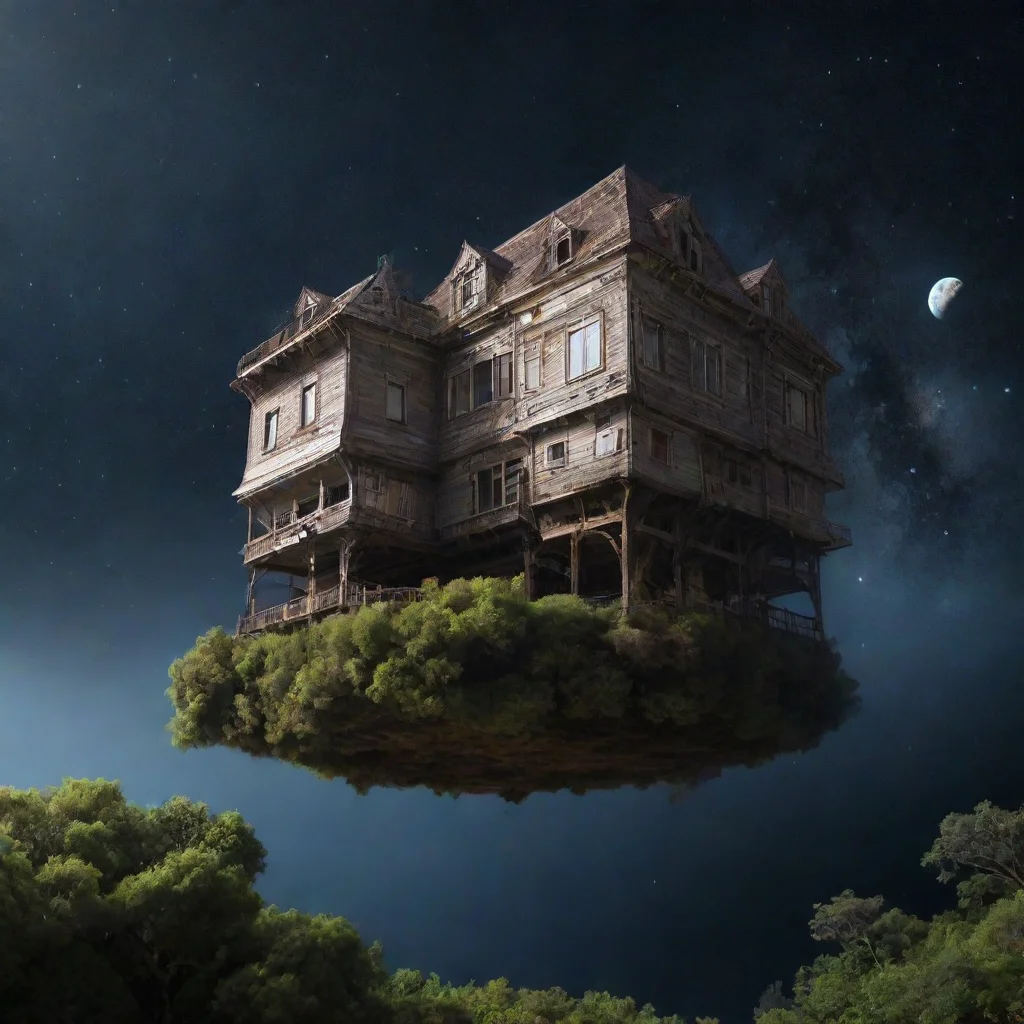  a big house floating in space amazing awesome portrait 2
