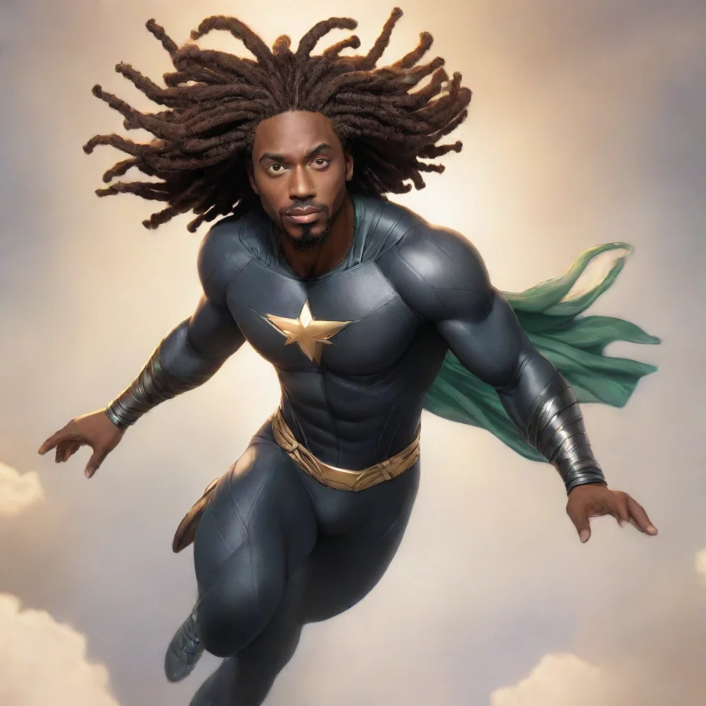 ai a black man with locs superhero who can fly