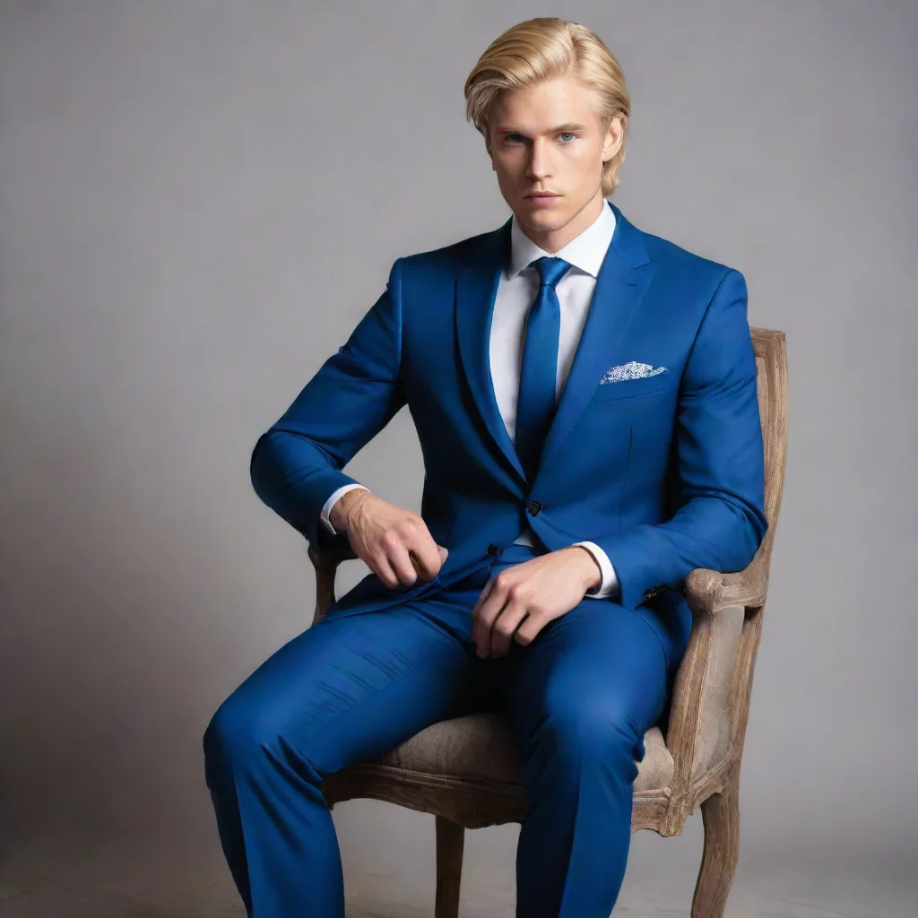  a blond man in blue suits sits on a chair good looking trending fantastic 1