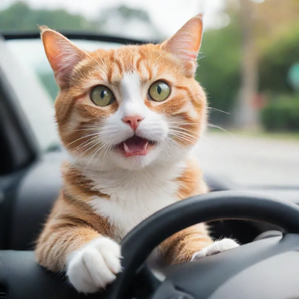 ai a cat driving a car