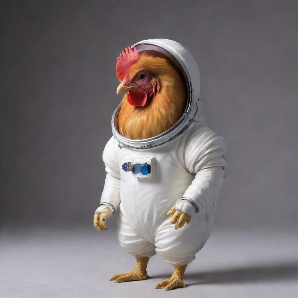  a chicken without a head in a spacesuit 