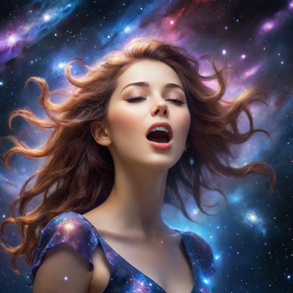 ai a cosmic beautiful girl singing a stream of galaxies amazing awesome portrait 2