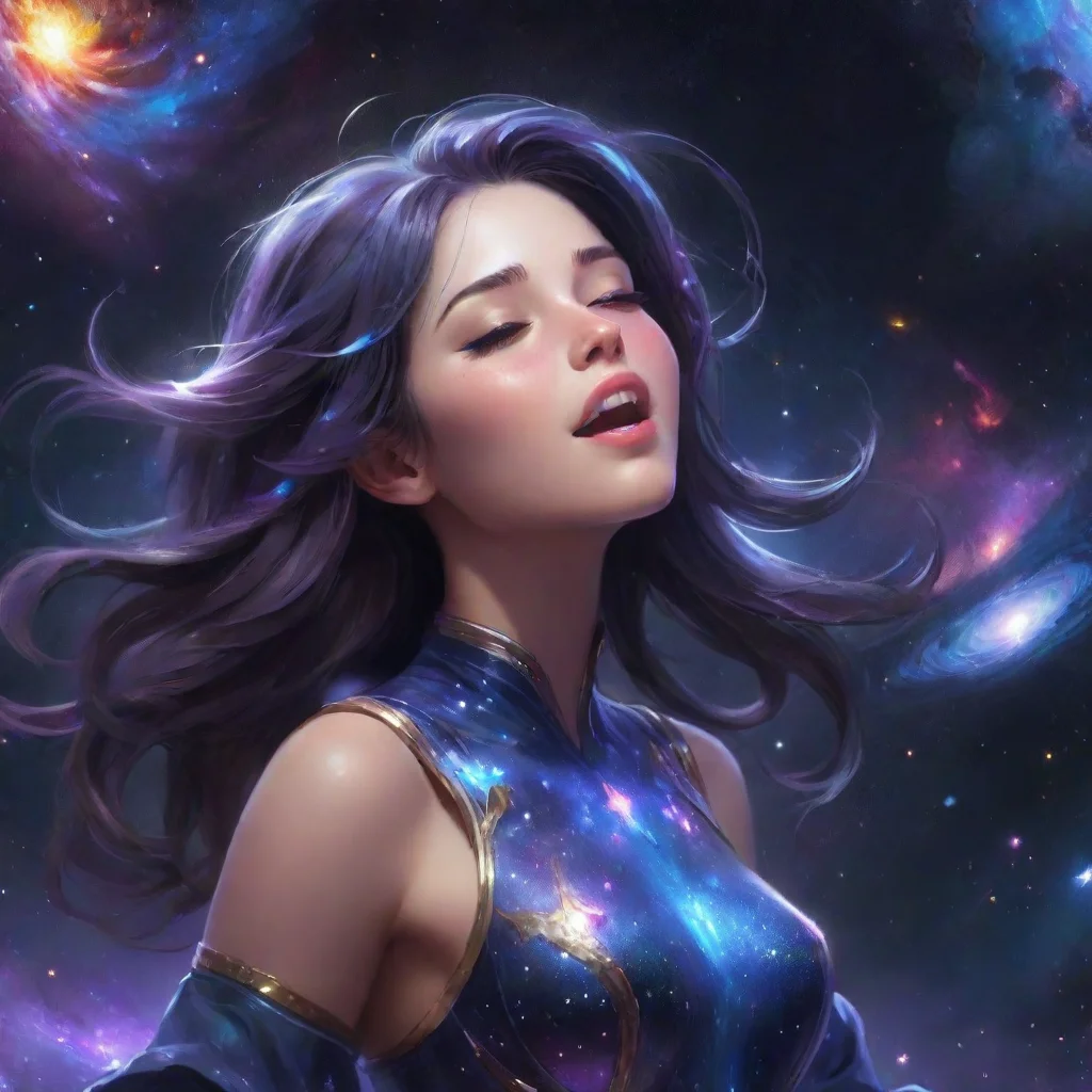 ai a cosmic beautiful girl singing a stream of galaxies confident engaging wow artstation art 3
