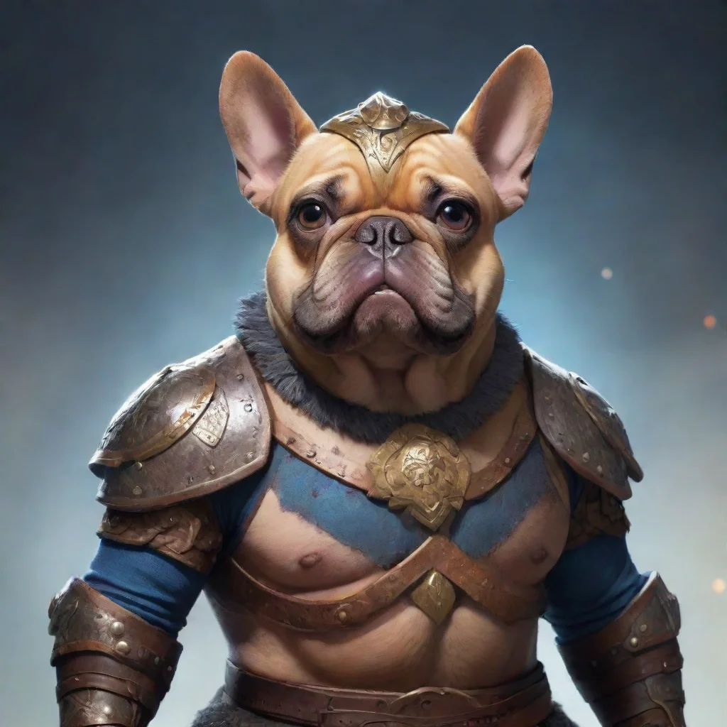 ai a cosmic french bulldog dressed as a viking warrior after an epic battle confident engaging wow artstation art 3