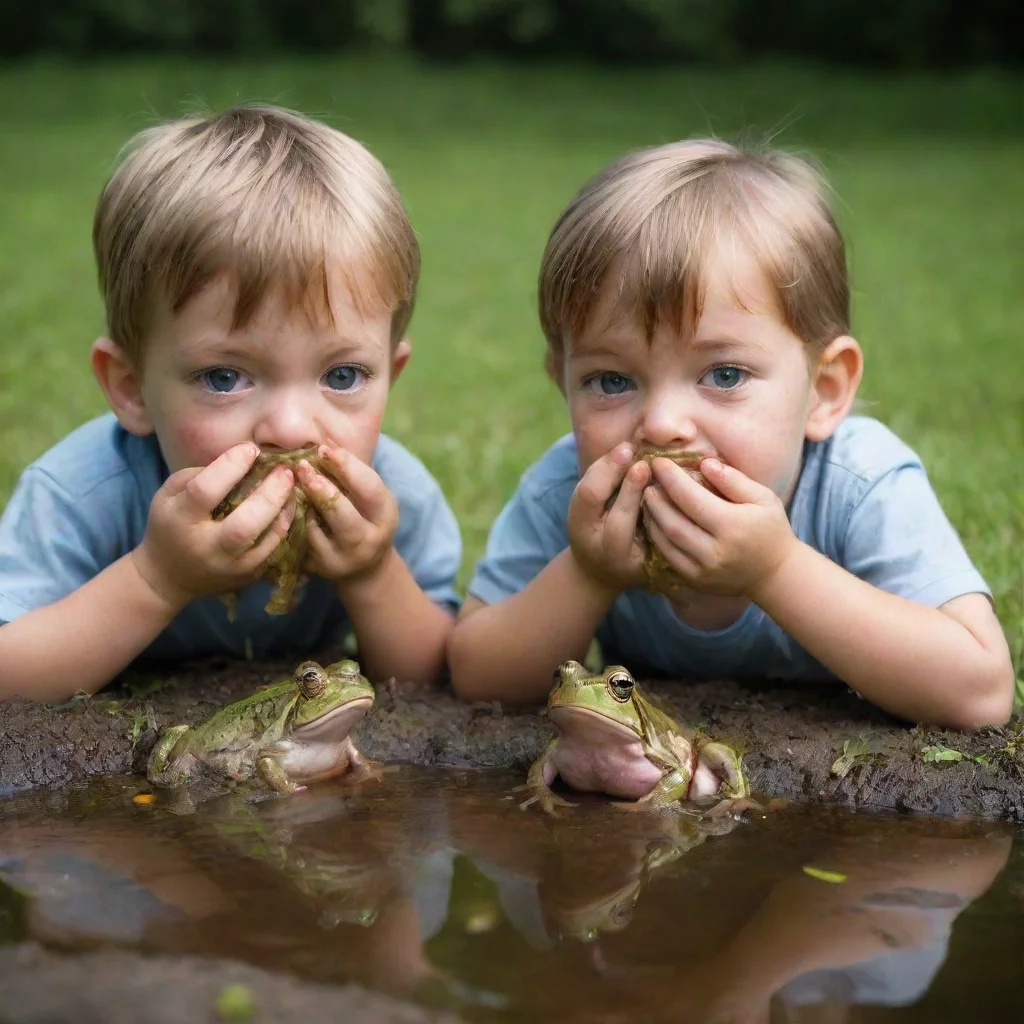 ai a couple of kids vomiting frogs amazing awesome portrait 2