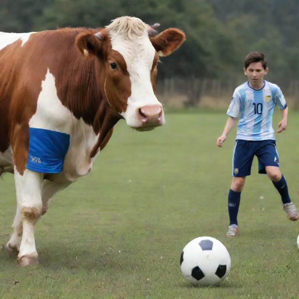 ai a cow play soccer with leonel messi