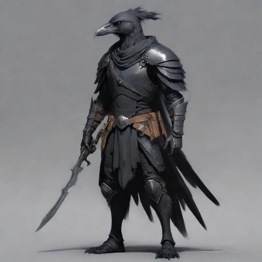 ai a crow personfullarmor with dual weapons and a scar on left eye concept art good looking trending fantastic 1