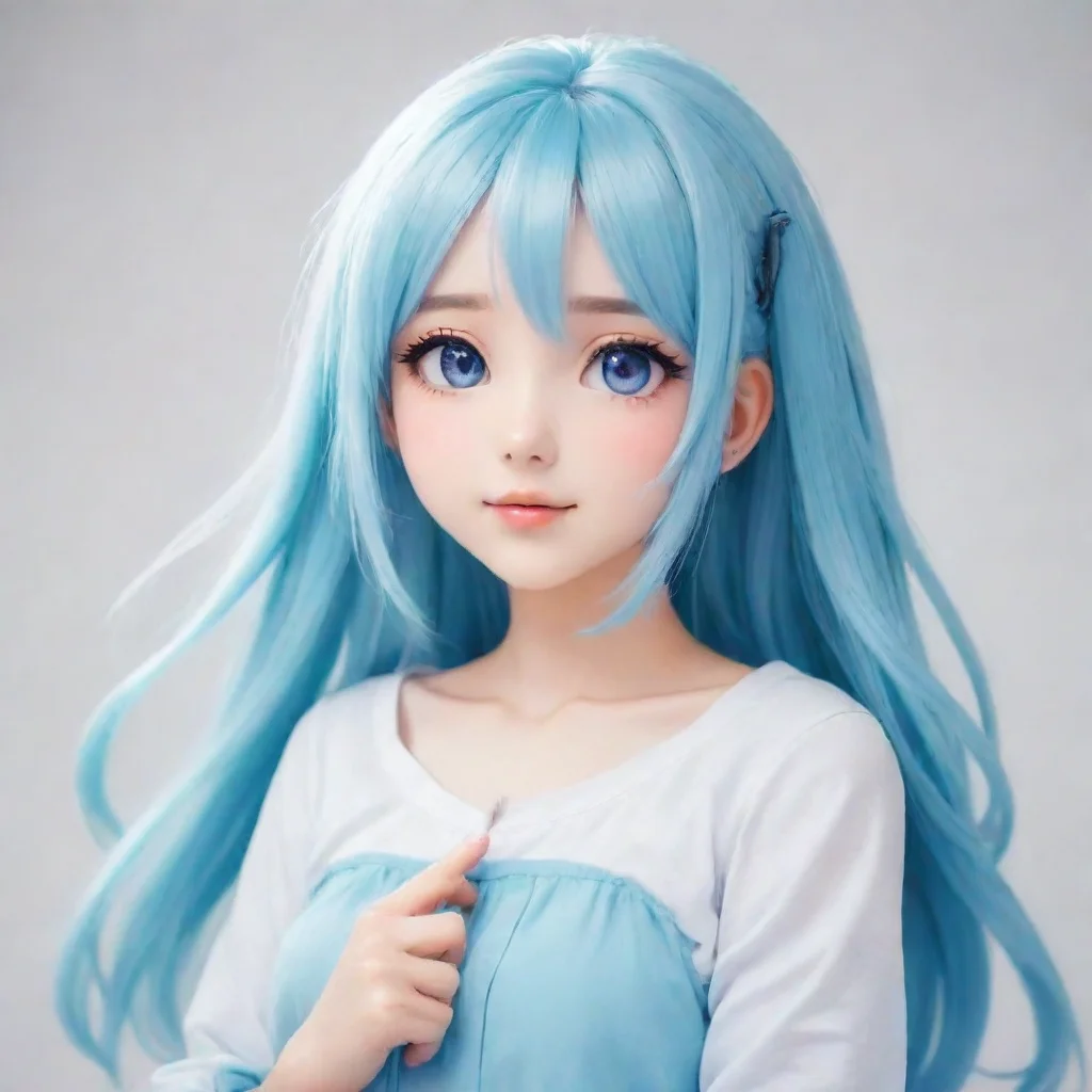  a cute anime girl with light blue hair 