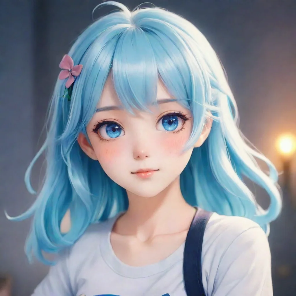ai a cute anime girl with light blue hairgood looking trending fantastic 1
